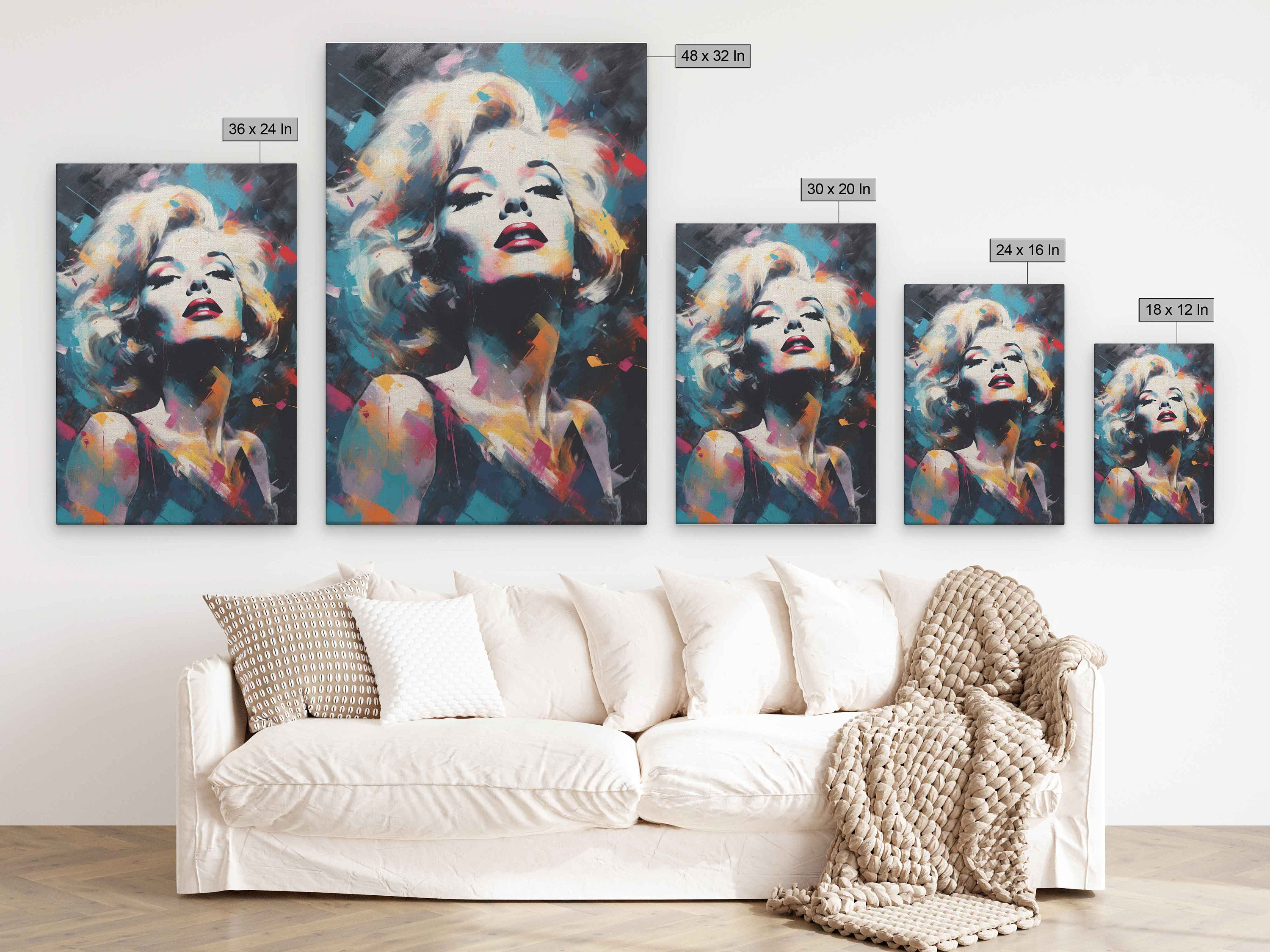 Marilyn Monroe Diamond Art Abstract Painting, Framed Canvas Print ...