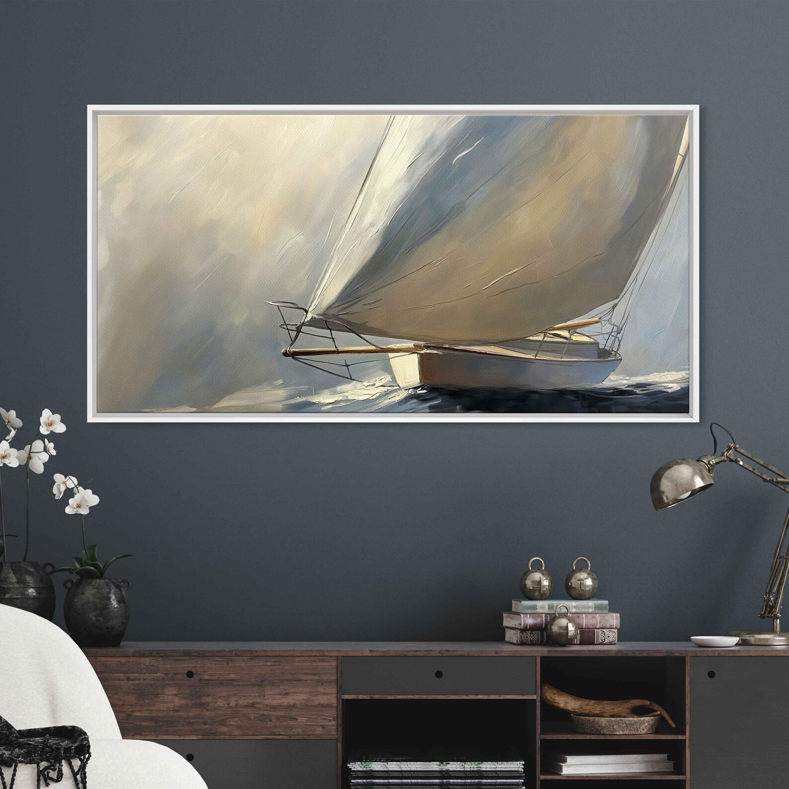 Sailboat Sailing in the Ocean Acrylic Wall Art Canvas Print, Gift for ...
