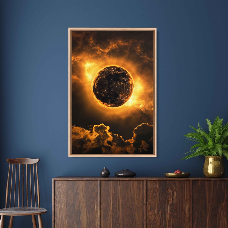Solar Eclipse Wall Art Canvas Print, Celestial Phenomenon, Moon Sun ...