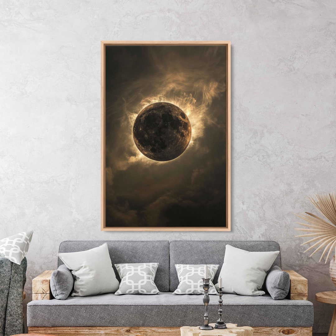 Solar Eclipse Wall Art Canvas Print, Celestial Phenomenon, Moon Sun ...