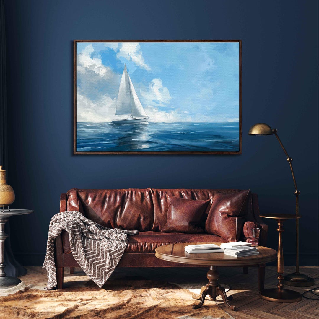 Sailboat Sailing in the Ocean Wall Art Canvas Print, Gift for Sailor ...