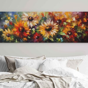 Wildflowers Palette Knife Oil Painting, Beautiful Vibrant Colors, Mother&#39;s Day Gift, Digital Print On Canvas, Ready To Hang