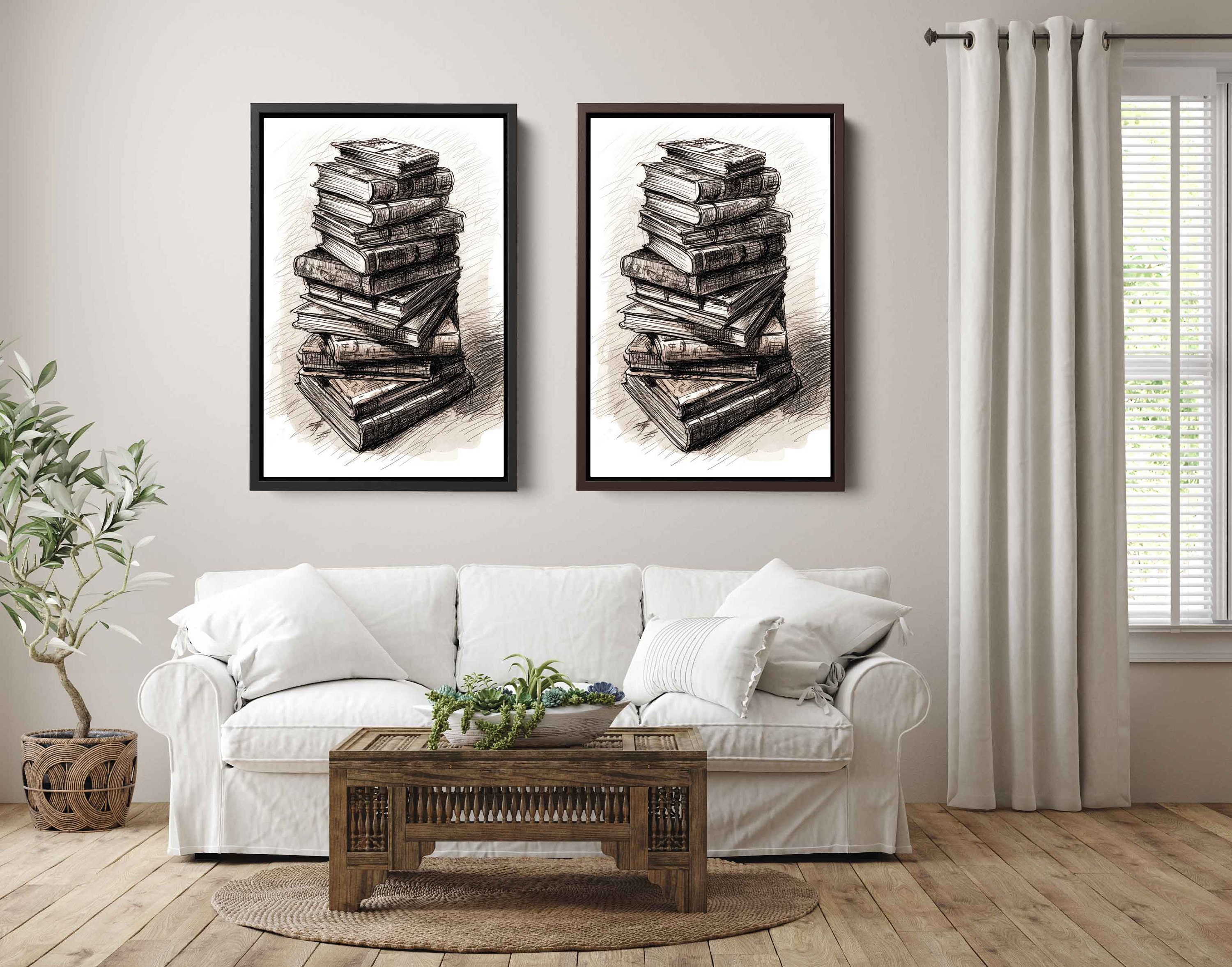 Stack of Book Expressive Drawing, Digital Illustration on