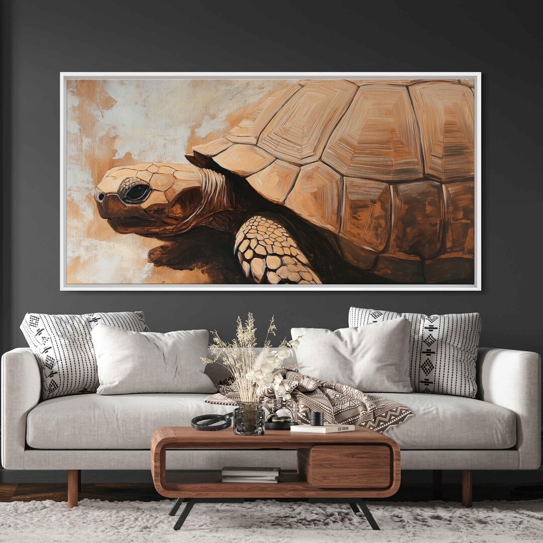 Tortoise With Intricate Shell Wall Art Canvas Print, Gift for Animal ...