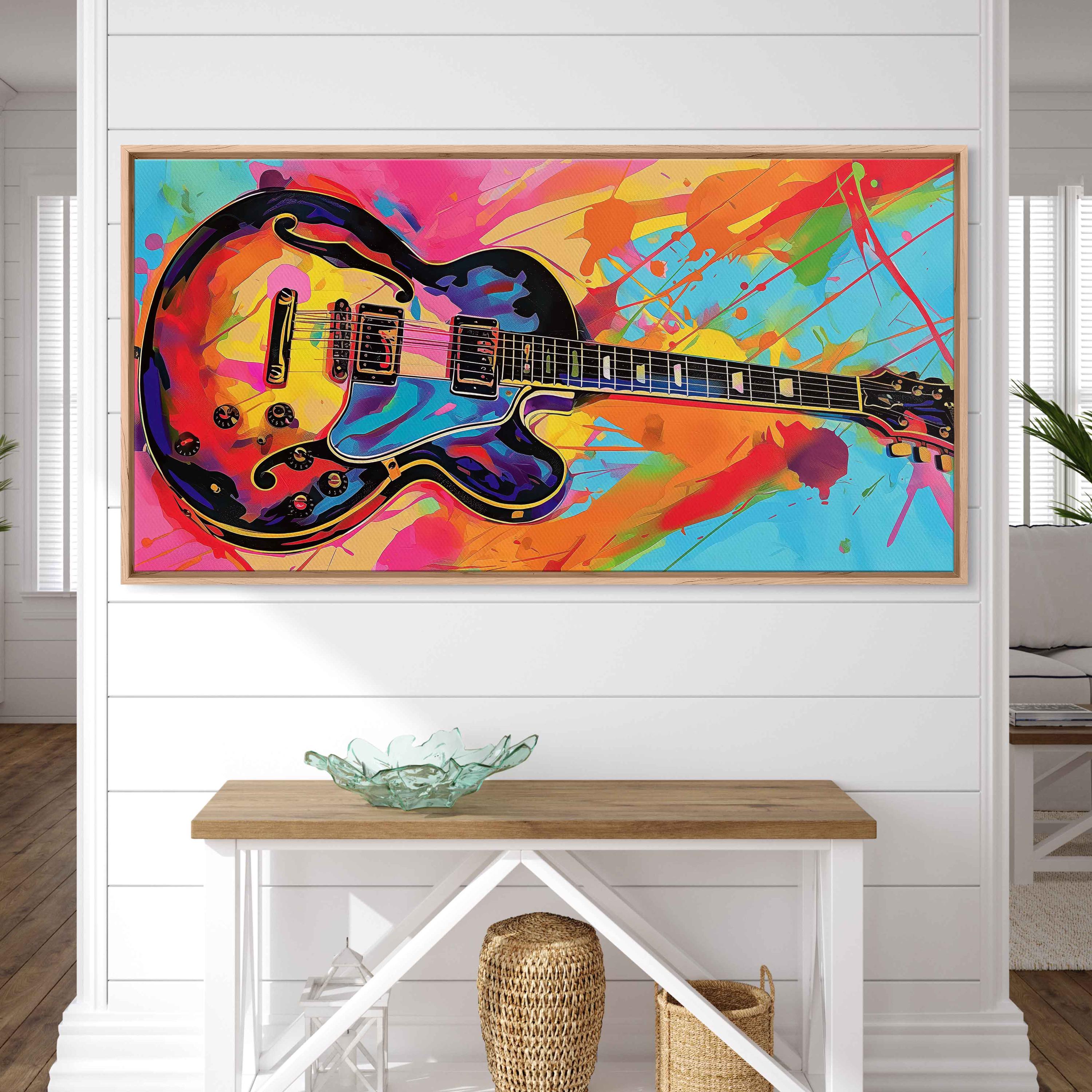 エレキギター アートパネル ポップアート Pop Art Electric Guitar Acrylic Wall Art Canvas Print, Trendy