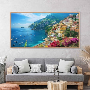 Amalfi Coast Solerno Italy Award Winning Photo Wall Art Canvas Print, Divine Coast, Coastal City, Italian Photograph, Ready To Hang