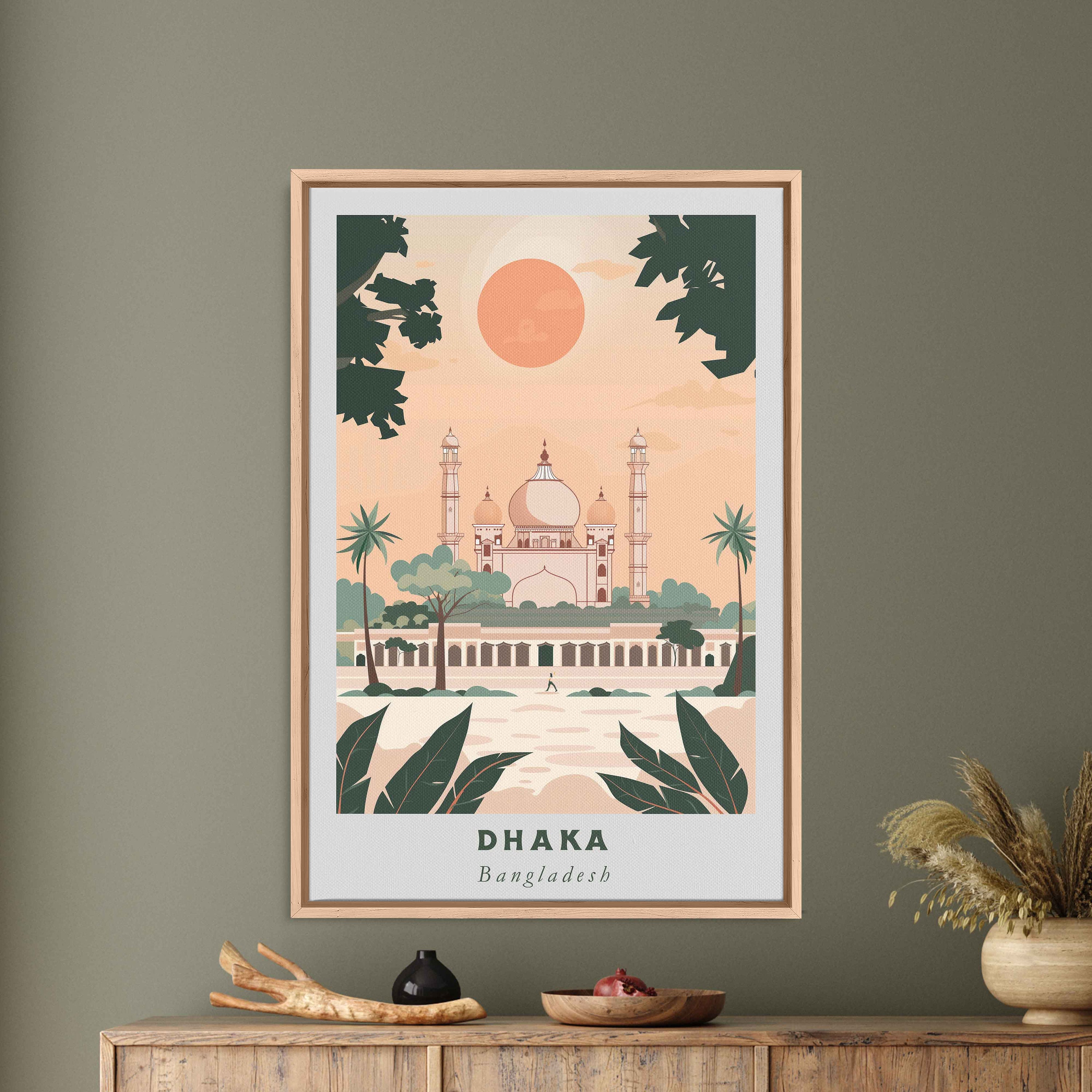 Dhaka Bangladesh Acrylic Painting Travel Art, Framed Canvas Wall Art ...