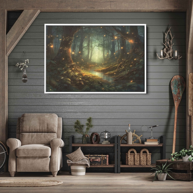 Enchanted Magical Firefly Forest | Canvas Wall Art Ready to Hang ...