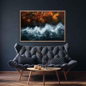 Niagara Falls in Autumn, Wall Art Canvas Print, Colorful Foliage, Nature&#39;s Beauty