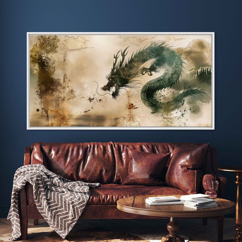 Chinese Zodiac Dragon Wall Art Canvas Print, Year Of The Wood Dragon, Traditional Chinese Painting, Ready To Hang Bild 8