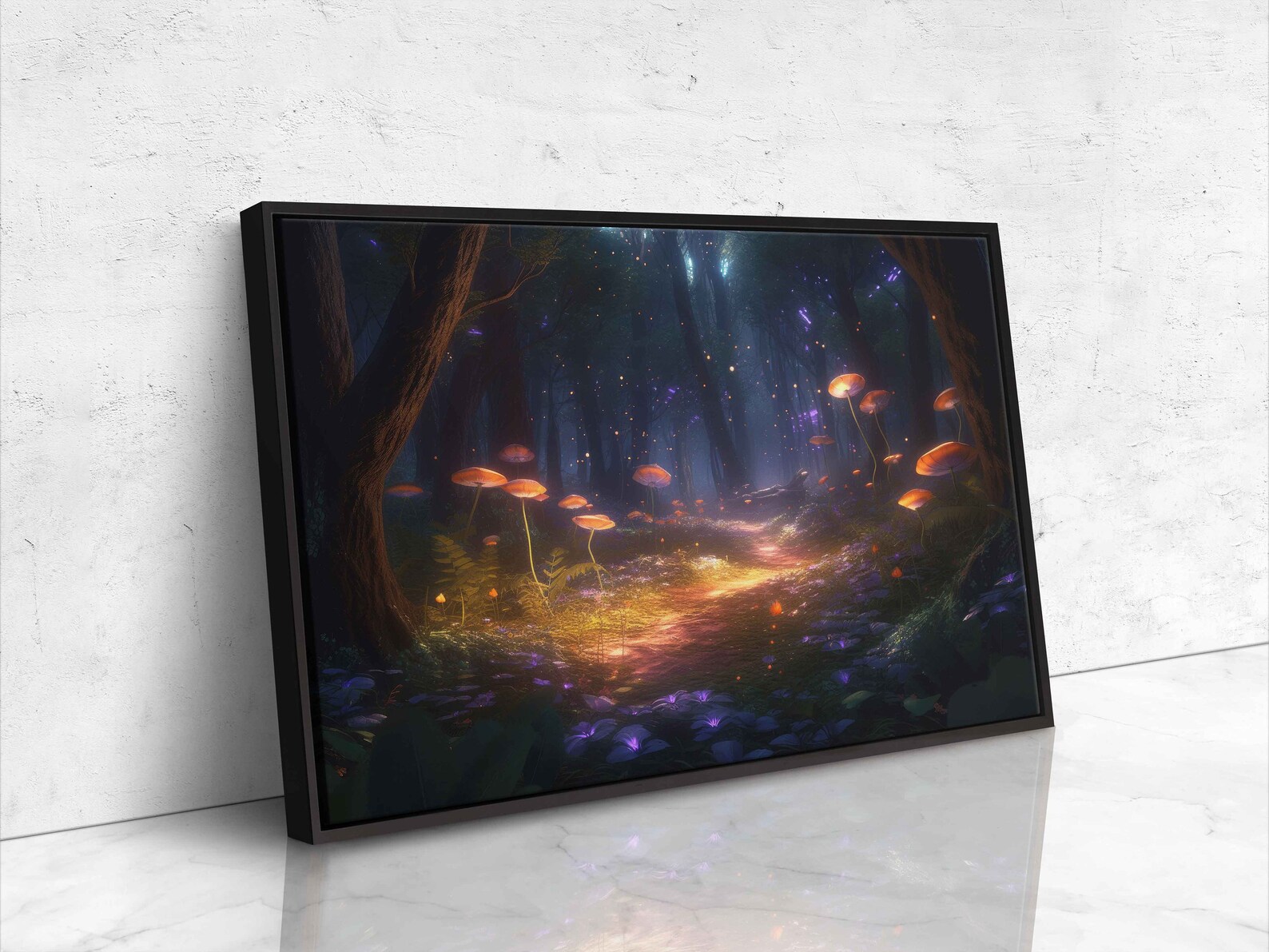 Enchanted Firefly Mushroom Forest | Canvas Wall Art Ready to Hang ...