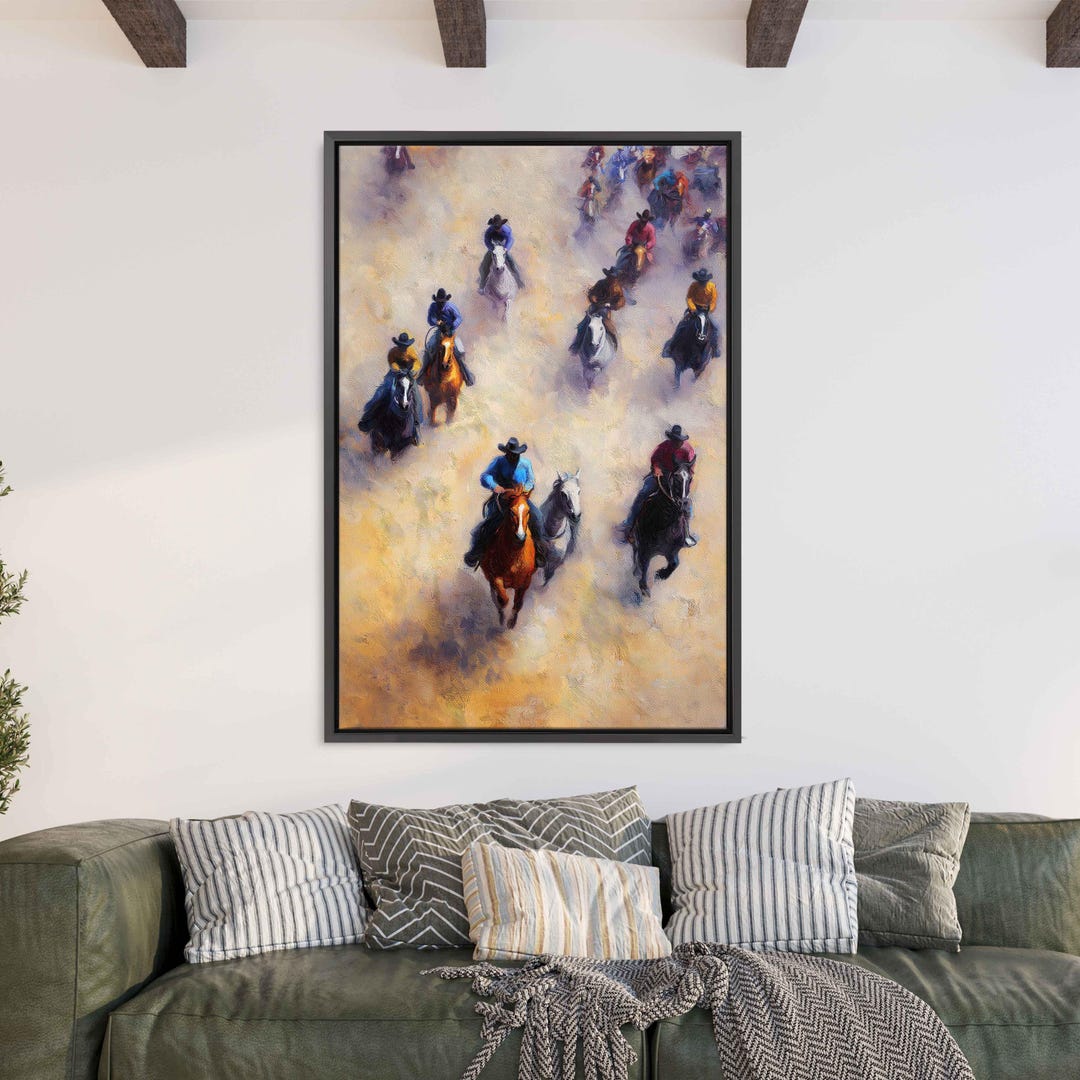 Wild West Rodeo, Wall Art Canvas Print, Colorful Acrylic Painting of ...
