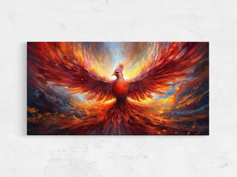 Phoenix Rising From The Ashes, Canvas Print, Framed Canvas Options, Ready To Hang image 1