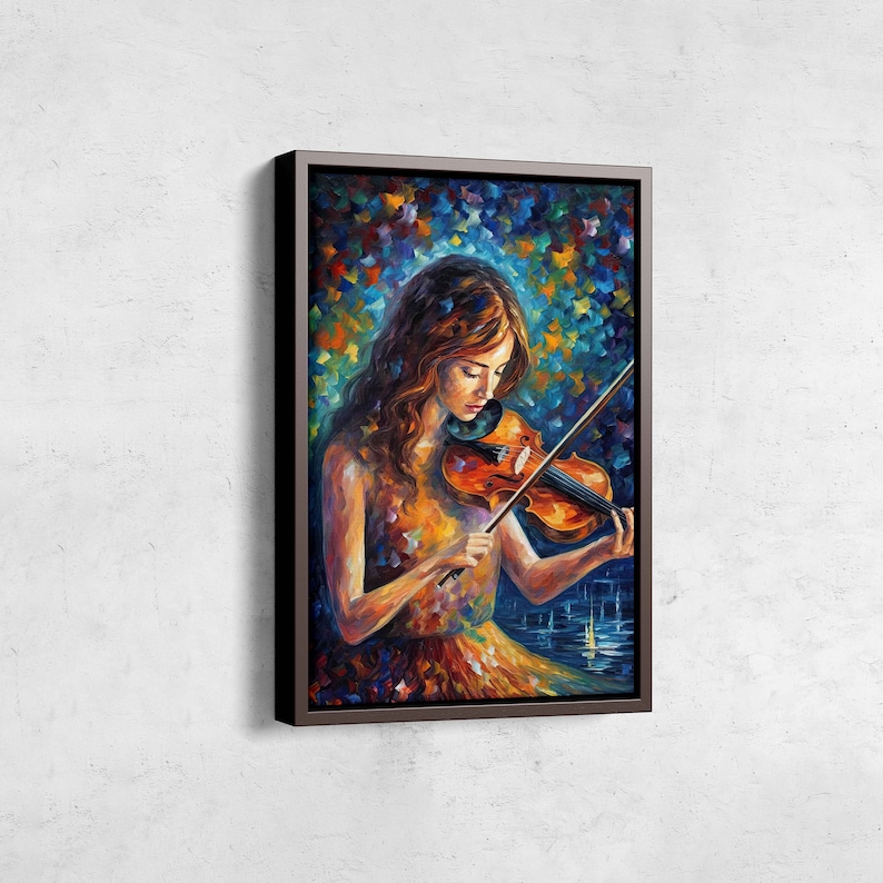 Woman Playing Violin Oil Painting on Canvas | Digital Print | Palette ...