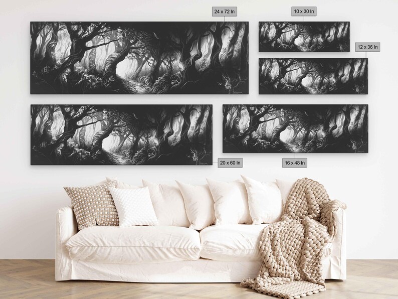 Winding Path Through Dark Forest Wall Art Canvas Print, Twisted Trees ...