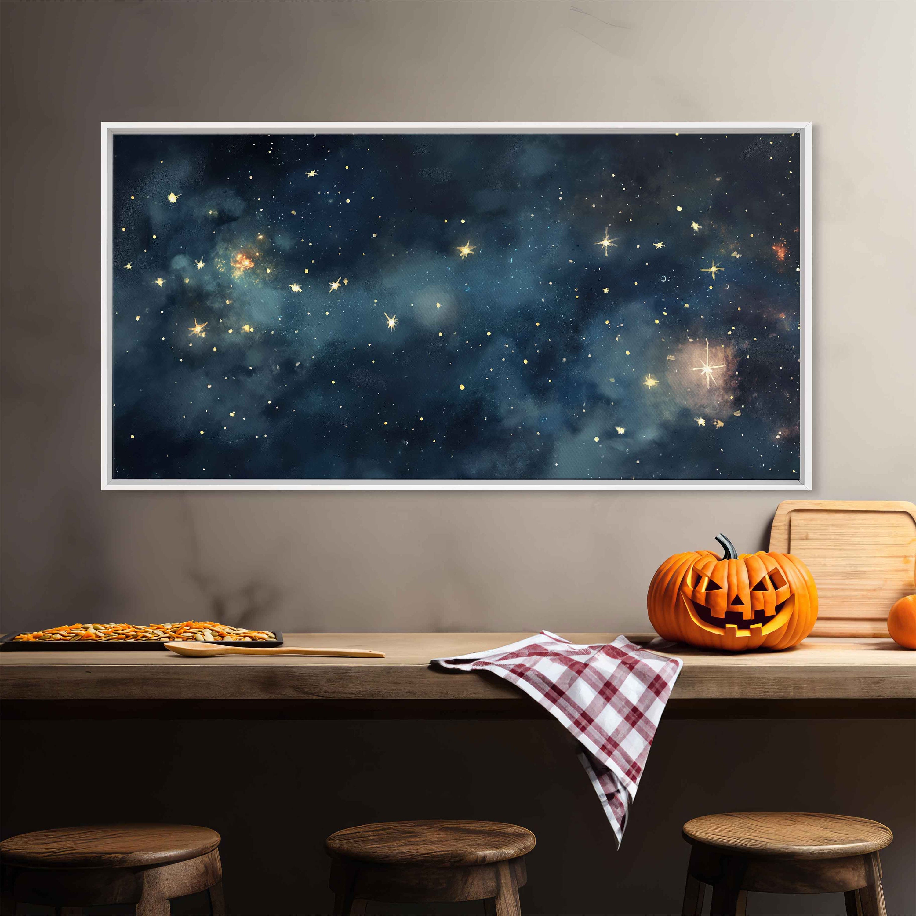 Starry Night Sky Wall Art Canvas Print, Outer Space, Celestial