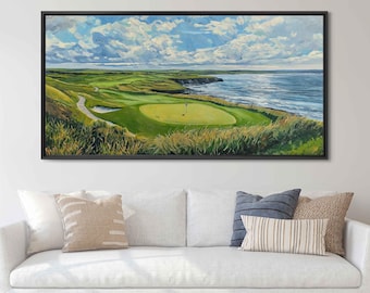Lahinch Golf Course Wall Art Canvas Print, Lush Fairways, Gift For Golfer, Golfing Green, Ocean Views, Shoreline, Coastal, Ready To Hang