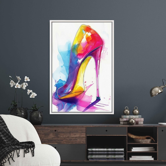 Pop Art High Heel Watercolor Wall Art Canvas Print, Trendy