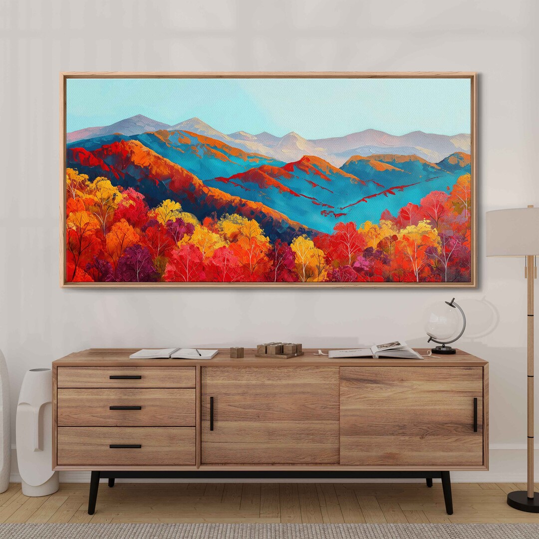 Fall Mountain Range Surrounded by Autumn Forest Acrylic Wall Art Canvas ...