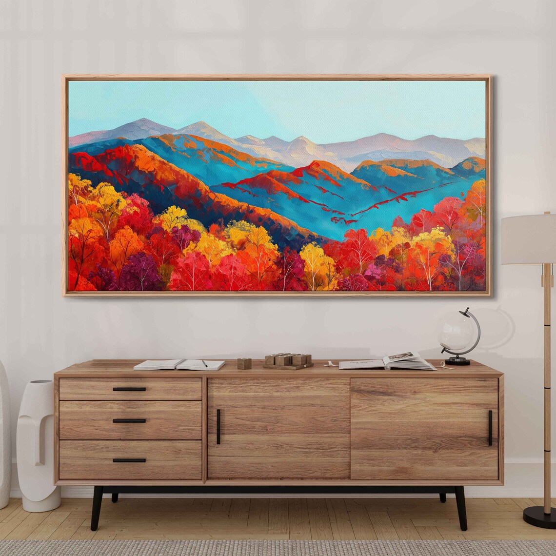 Fall Mountain Range Surrounded by Autumn Forest Acrylic Wall Art Canvas ...