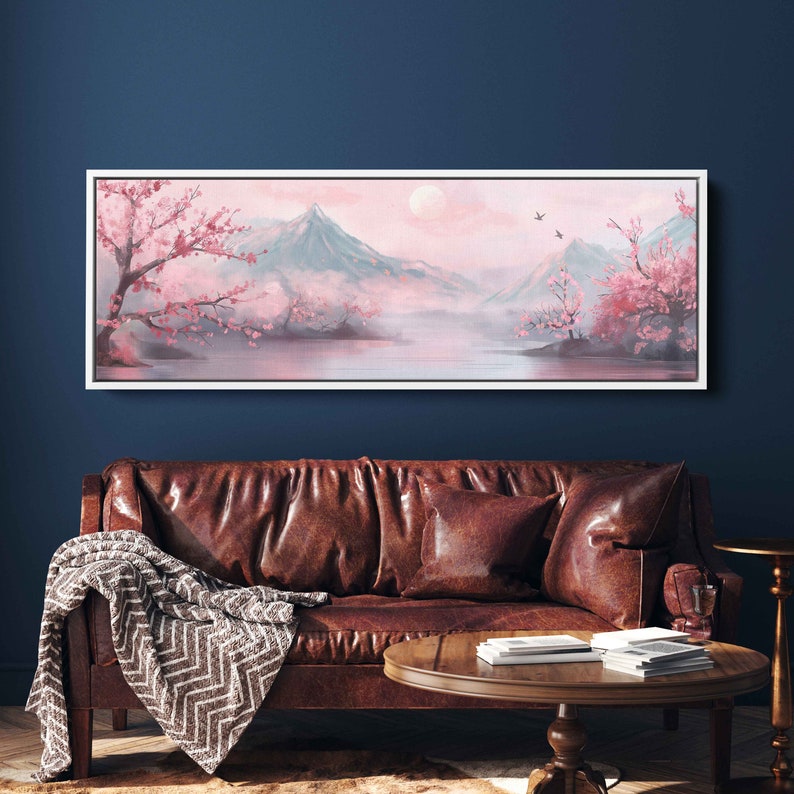 Japanese Cherry Blossoms, Traditional Asian Landscape Wall Art Canvas ...