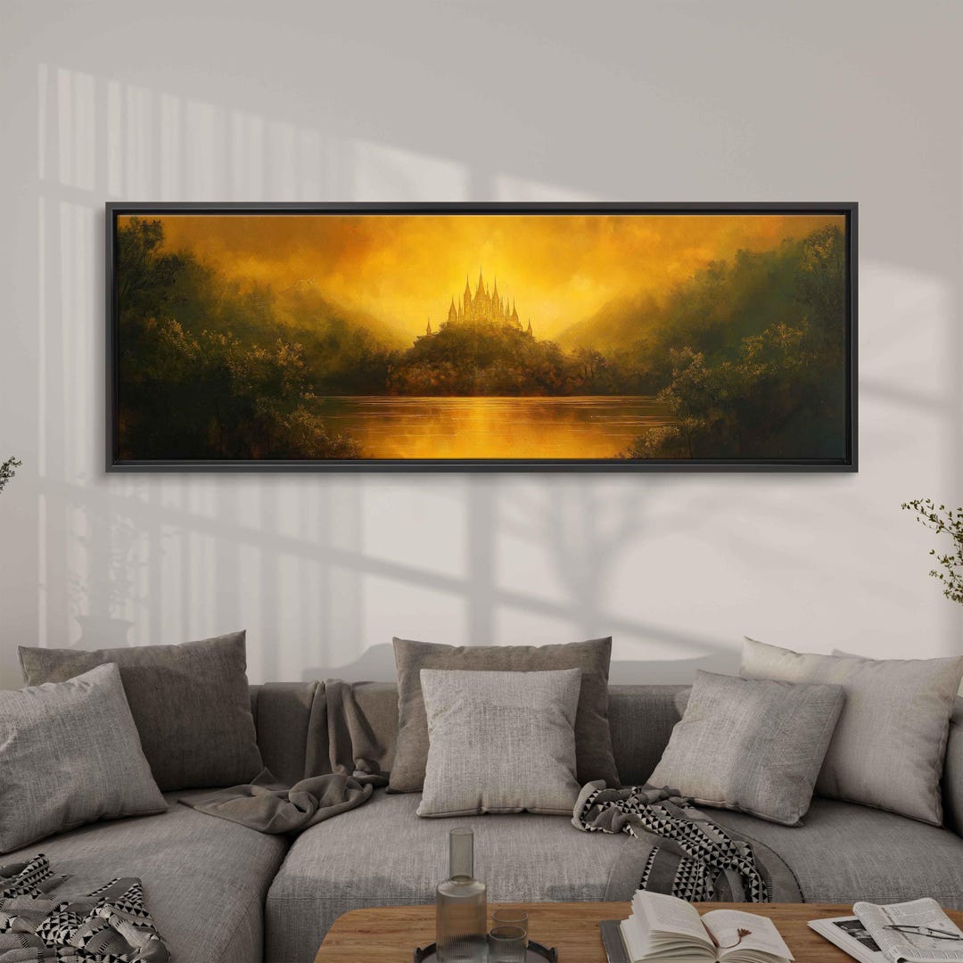 Fantasy Castle Atop A Hill, Wall Art Canvas Print, Magic Landscape With ...