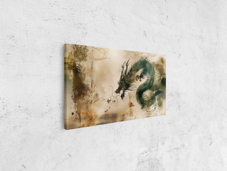 Chinese Zodiac Dragon Wall Art Canvas Print, Year Of The Wood Dragon, Traditional Chinese Painting, Ready To Hang Bild 2