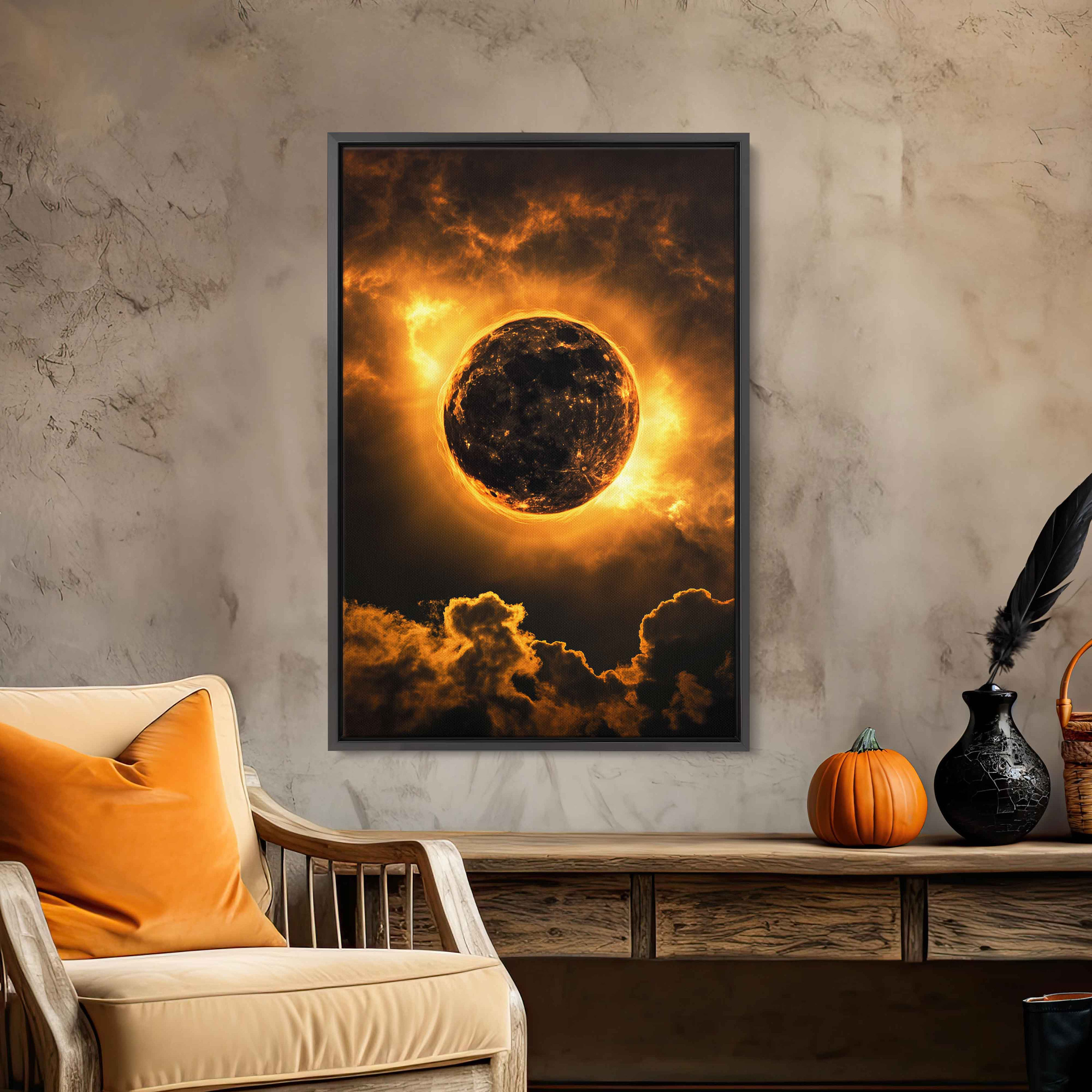 Solar Eclipse Wall Art Canvas Print, Celestial Phenomenon, Moon Sun ...