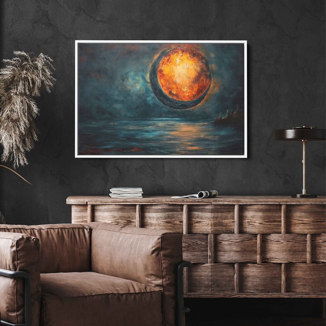 Solar Eclipse Wall Art Canvas Print, Celestial Phenomenon, Moon Sun ...