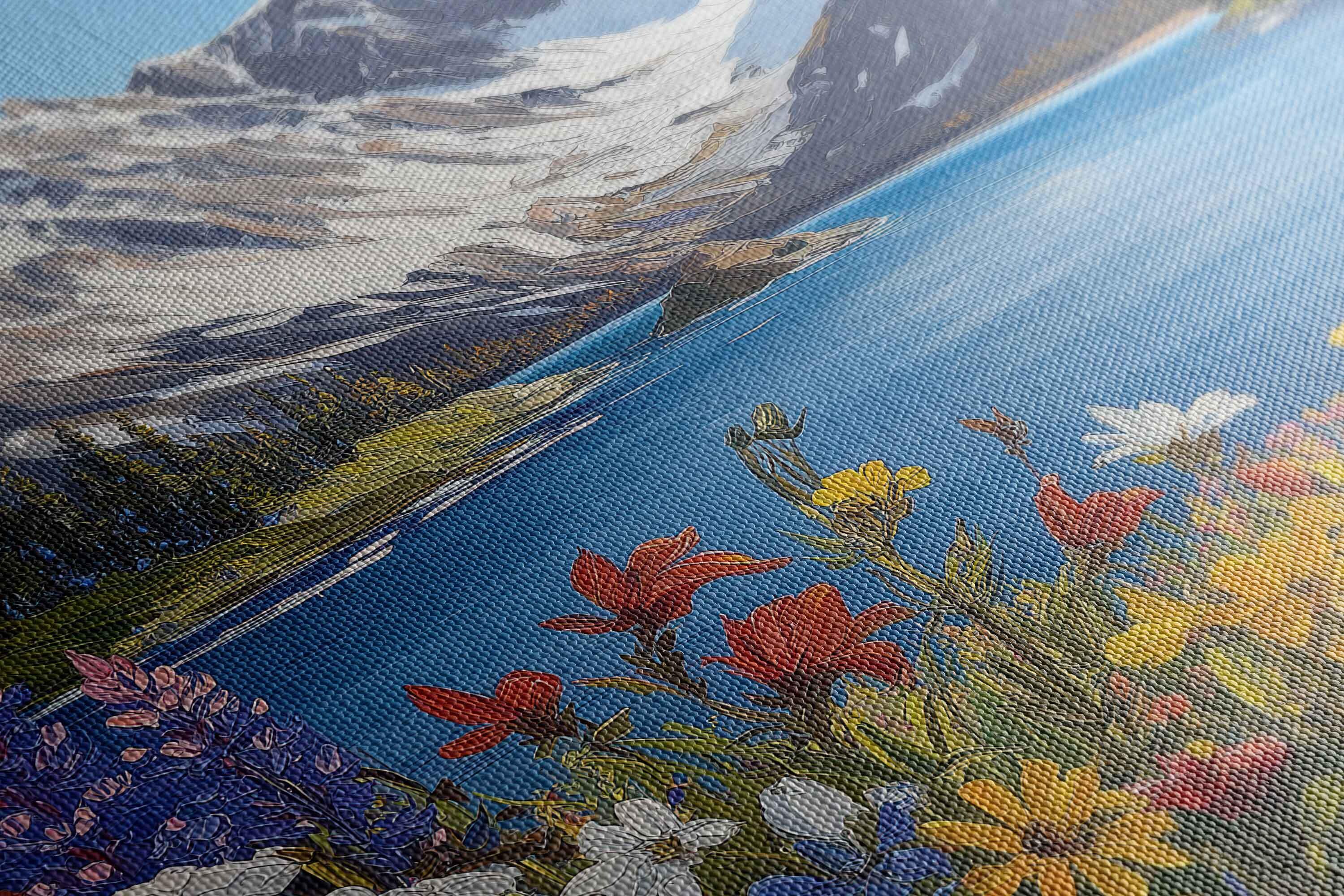 Mountain Landscape Painting, Wall Art Canvas Print, Snow-capped Peaks ...