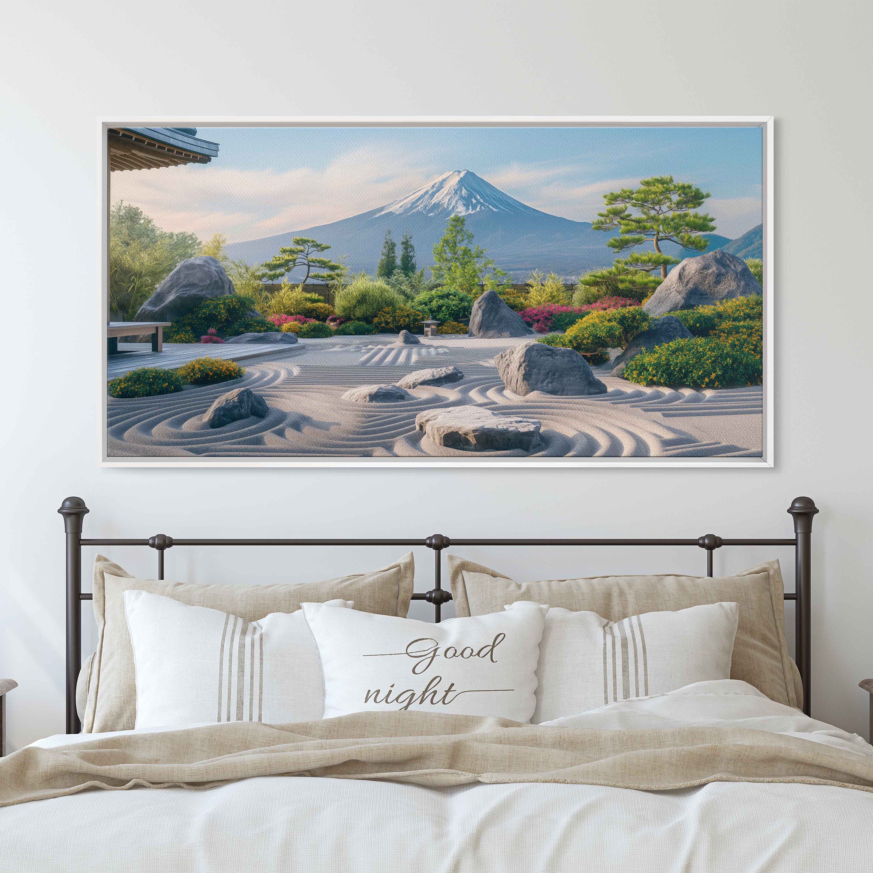 Japanese Zen Garden With Mount Fuji Backdrop Wall Art Canvas Print ...