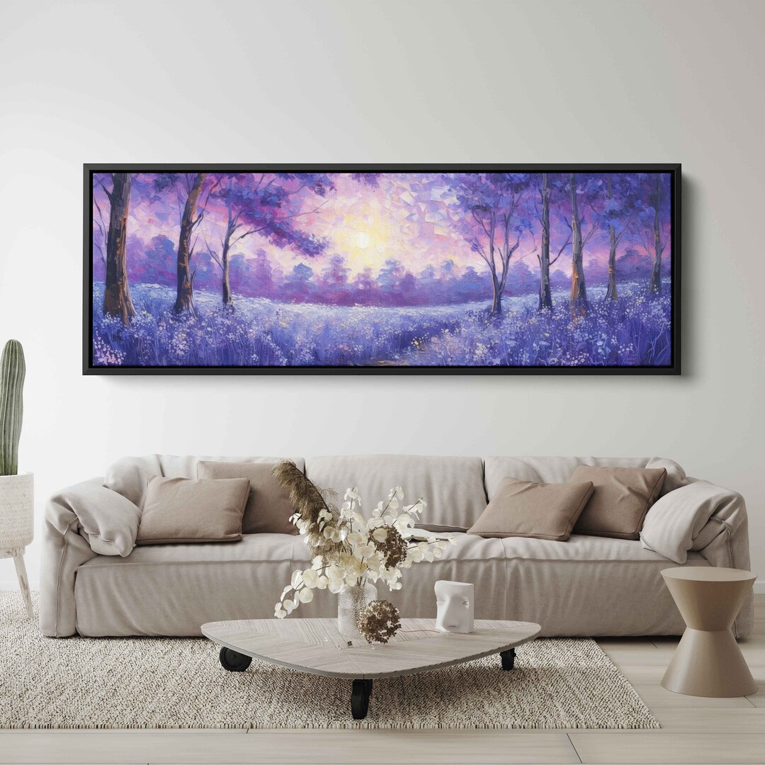 Lavender Field Panoramic Wall Art Painting, Canvas Reproduction Print ...