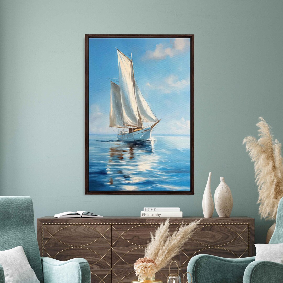 Sailboat Sailing in the Ocean Acrylic Wall Art Canvas Print, Gift for ...