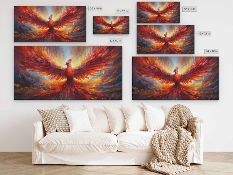 Phoenix Rising From The Ashes, Canvas Print, Framed Canvas Options, Ready To Hang image 6