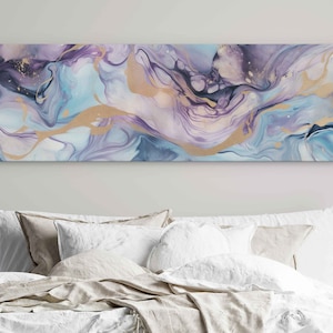 Marble Panoramic Painting On Ready-to-hang Canvas, Large Wall Art, Living Room Decor, Dining Room Decor