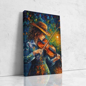 Woman Playing Violin Oil Painting on Canvas | Digital Print | Palette ...