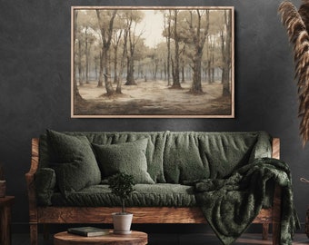 Vintage Grove Of Trees Wall Art Canvas Print, Neutral Peaceful Nature Walkway, Ready To Hang