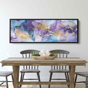 Marble Panoramic Painting On Ready-to-hang Canvas, Large Wall Art, Living Room Decor, Dining Room Decor
