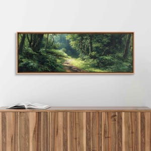 Tranquil Offroad Trail, Wall Art Canvas Print, Serene Landscape, Lush Greenery, Wild Animals