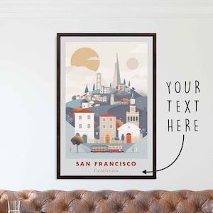 San Francisco California Acrylic Painting Travel Art, Framed Canvas Wall Art, Framed Fine Art Poster Paper Print, Travel Home Decor