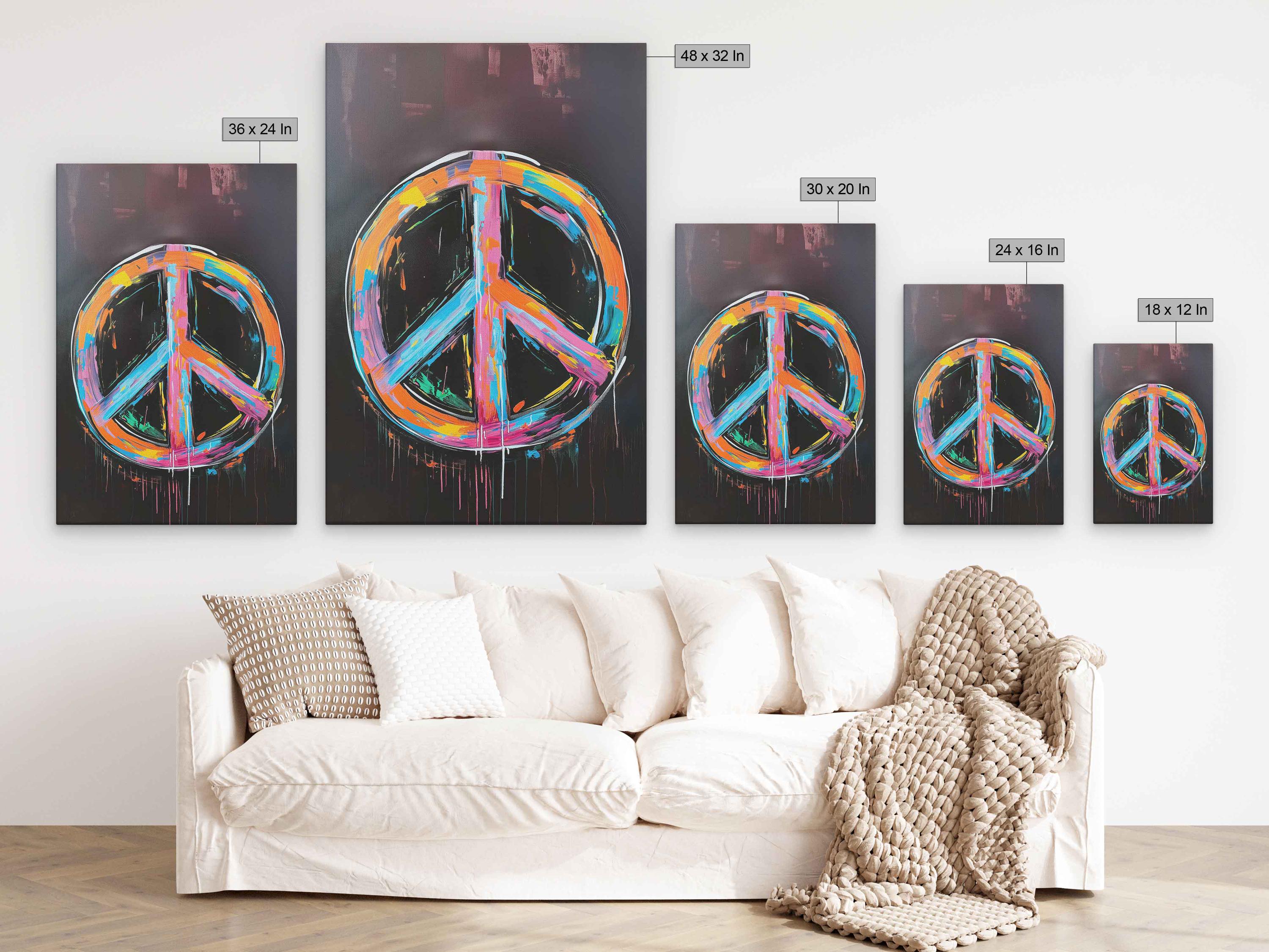 Pop Art Peace Sign Acrylic Wall Art Canvas Print, Trendy Painting ...