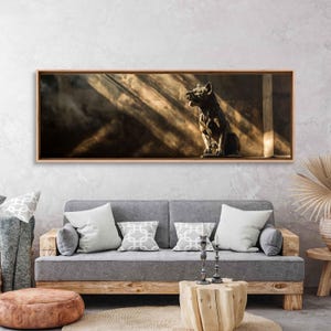 Cerberus Statue Under Dramatic Sunlight Wall Art Canvas Print, Greek Mythology, Mythological Animal, Ready To Hang