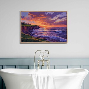 Pebble Beach Golf Course Sunset Overlooking Ocean Wall Art Canvas Print, Golfing Green, Golf Gift, Gift For Him, Ready To Hang