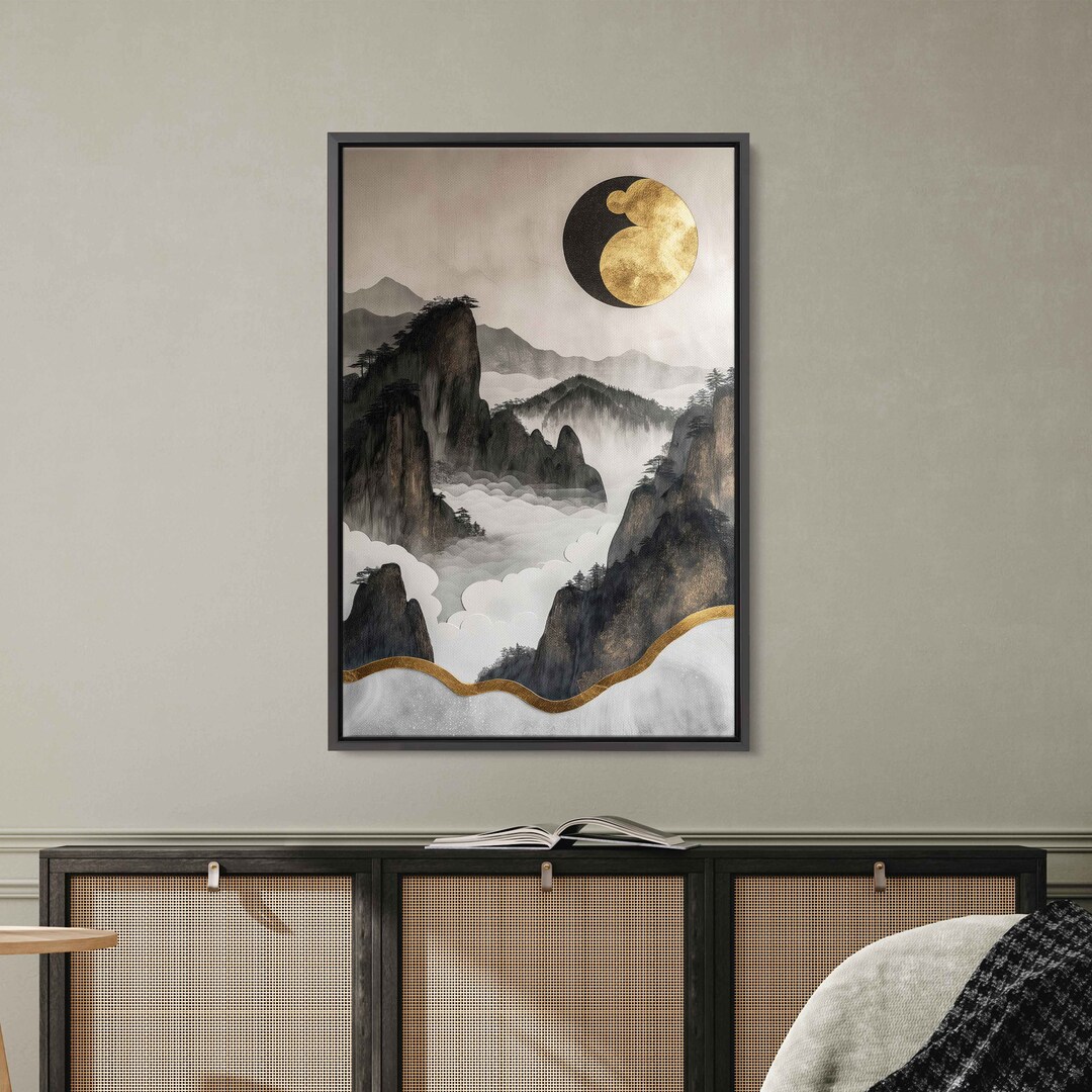 Chinese Ink Wash Landscape Wall Art Canvas Print, Minimalist Design ...