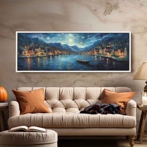 Tableau Toile Panoramique Nuit étoilée Sur Paris – Déco Murale Moderne Sans Cadre