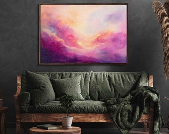 Swirling Pastel Nebula In Universe Wall Art Canvas Print, Outer Space, Ethereal Painting, Starry Intergalactic Skies, Ready To Hang