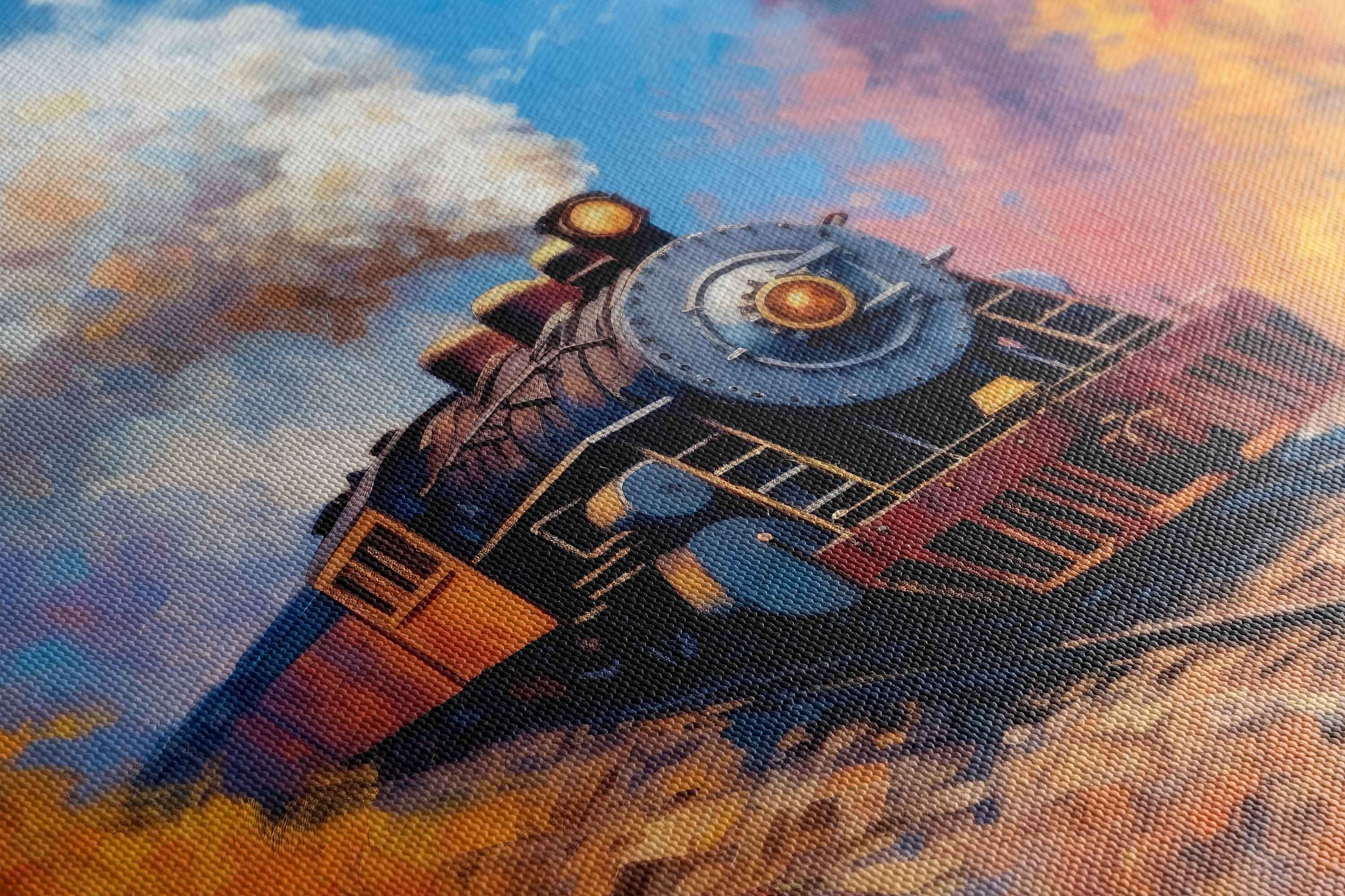 Cuadro De Tren De Vapor Colorido En Otoño, Impresión En Lienzo Enmarcada, Lista Para Colgar, Arte Impresionista, Decoración De Oficina - España