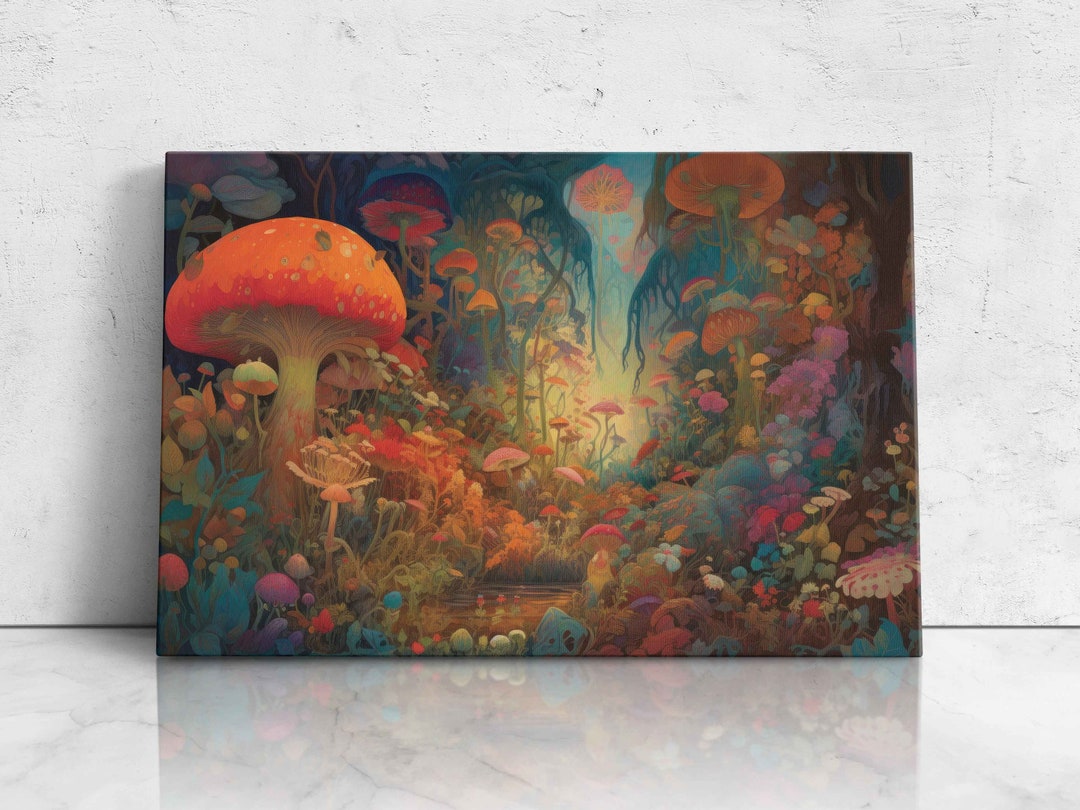Trippy Mushroom Forest Psychedelic Wall Art, Psilocybin Shrooms, Dmt ...