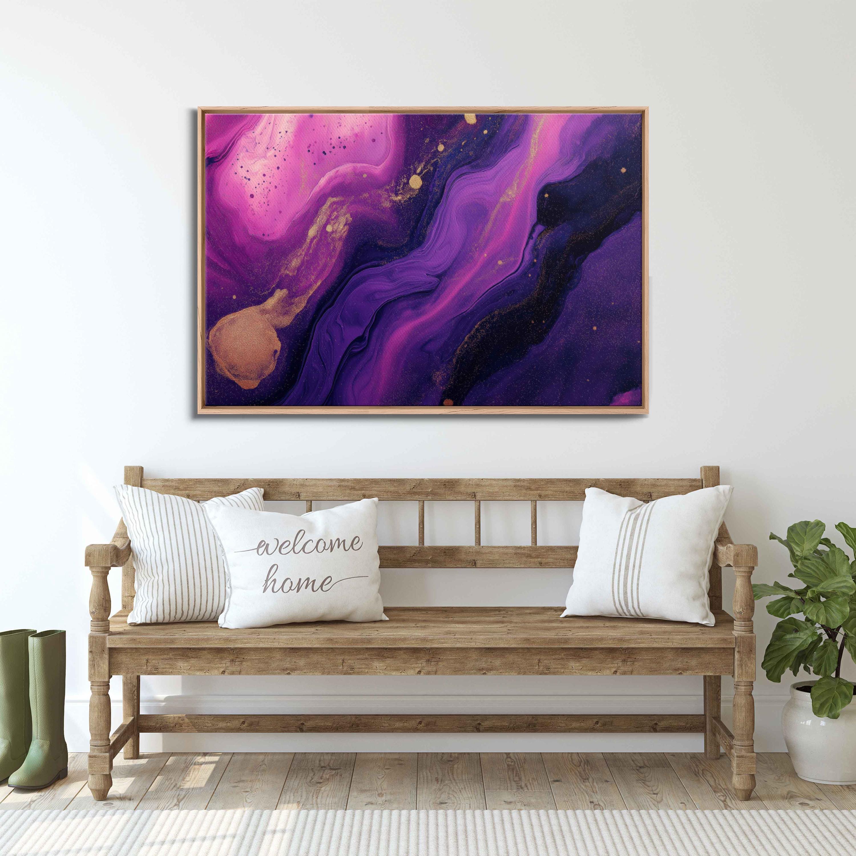 Abstract Cosmos Swirls, Wall Art Canvas Print, Deep Violet, Bright