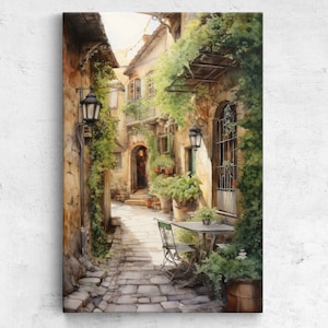 Italy Alleyway, Acrylic Painting, Modern Wall Art, Framed Canvas Print, Ready To Hang, Vertical Print, Italy Posters, Urban Decor